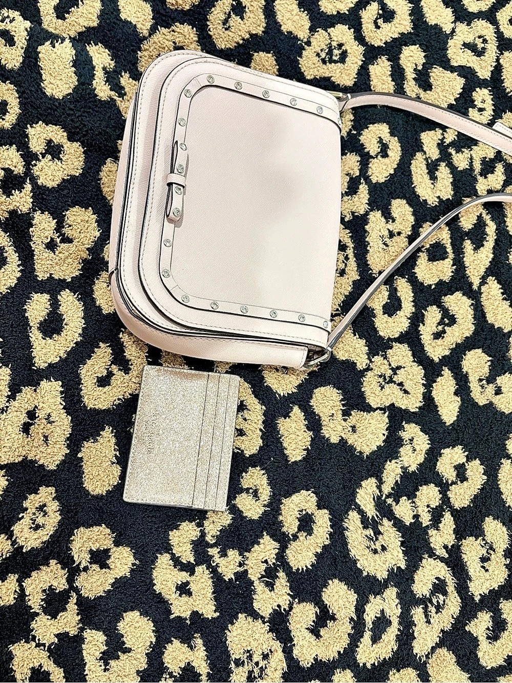 Kate Spade Pink Crossbody Bag w/ sparkle card rose gold